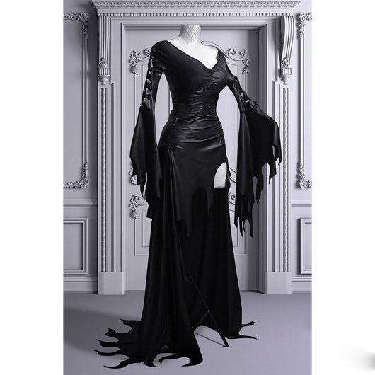 Vestido Gótico con Mangas Abullonadas y Falda Amplia - Image 5