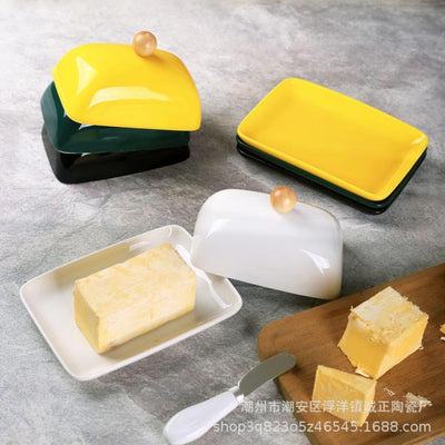 Mantequillera de Cerámica Simple con Tapa - Image 8