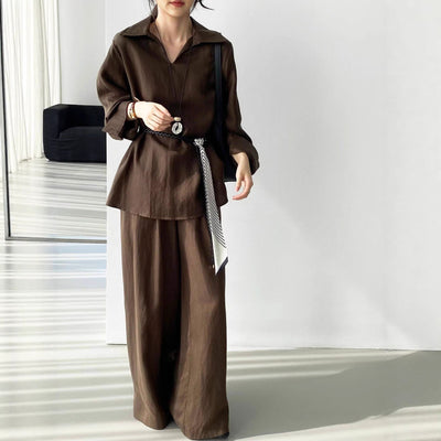 Conjunto de Blusa Casual y Pantalón Ancho con Cintura Elástica - Image 4