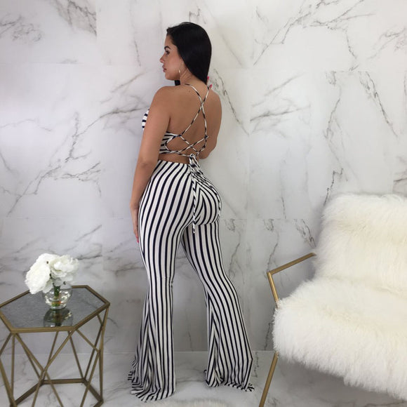 Jumpsuit Ajustado a Rayas para Mujer