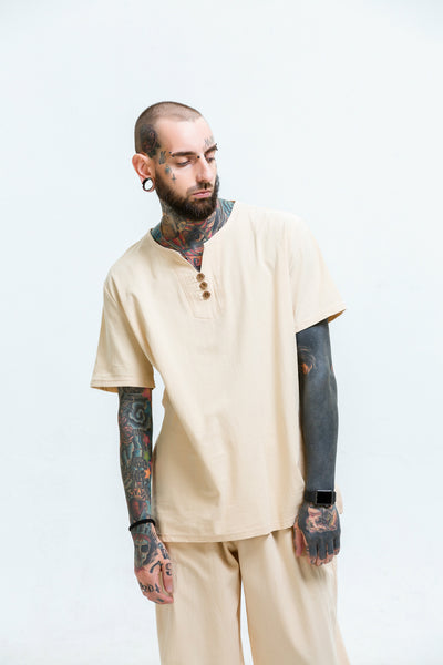 Camiseta Hombre Algodón y Lino Suelta - Image 22