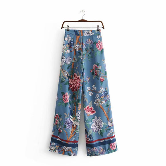 Pantalones de Cintura Alta y Pierna Ancha para Mujer