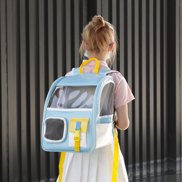 Mochila Transparente Portátil para Mascotas - Bolsa de Viaje Respirable con Diseño Moderno