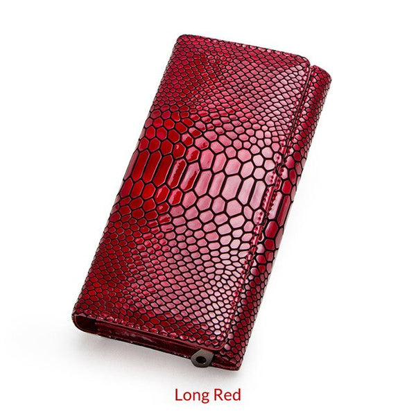 Billetera de Lujo Pochette Mujer Cuero Genuino Patrón Serpiente Cartera Larga