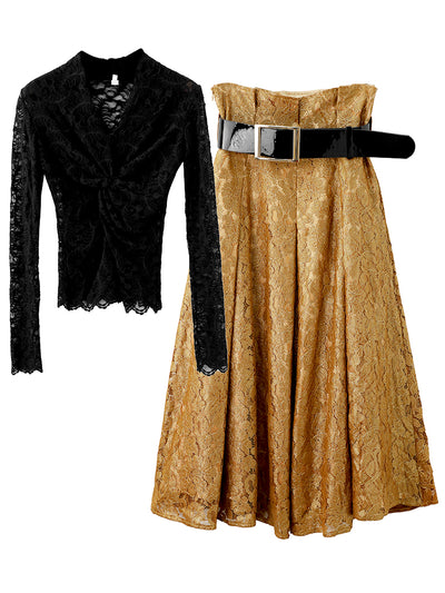Conjunto de Falda Midi Tejida Elegante - Estilo Occidental para Primavera e Invierno - Image 7