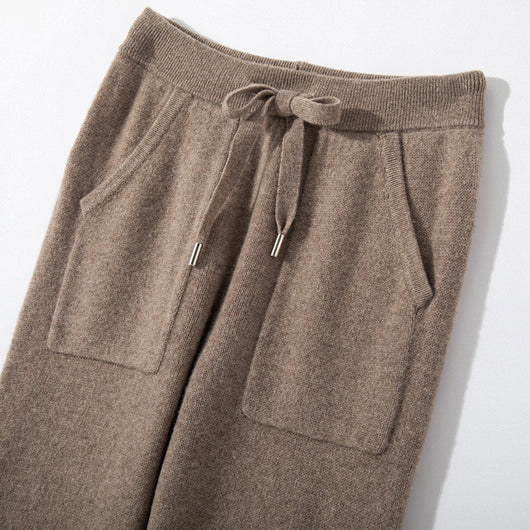 Pantalones de Punto Otoño-Invierno para Mujer, Cintura Alta Drapeado Elegante Efecto Adelgazante - Image 2