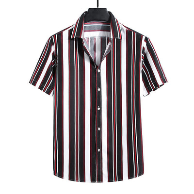 Camisa Holgada de Rayas para Hombre - Manga Corta - Image 9