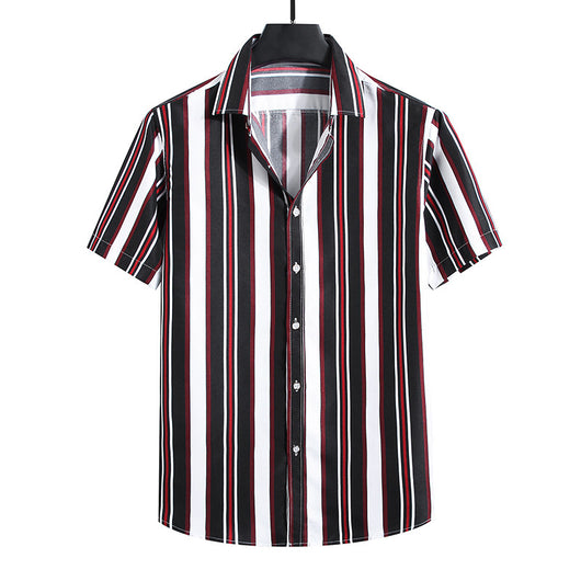 Camisa Holgada de Rayas para Hombre - Manga Corta - Image 9