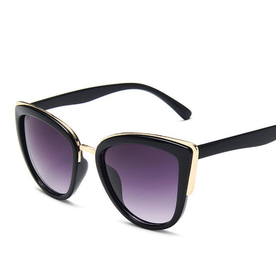 Ladies retro cat eye sunglasses with a tortoiseshell frame, gold accents, and brown gradient lenses. - Image 18