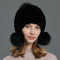 Gorro Coreano con Pompón de Piel de Zorro para Mujer