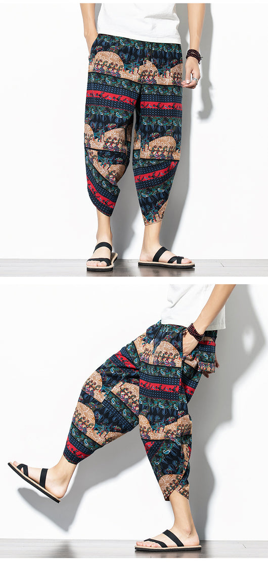 Pantalones Baggy de Algodón y Lino con Estampado - Corte Suelto y Cómodo - Image 28