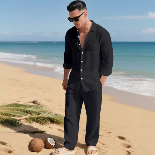 Conjunto de Camisa Suelta y Pantalón de Manga Larga para Playa - Image 19