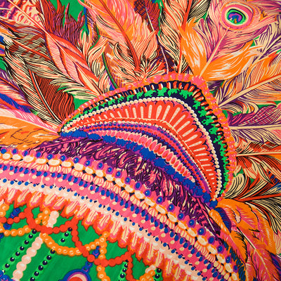 Pañuelo de Seda Sintética con Diseño de Plumas Indígenas para Mujer - Image 32