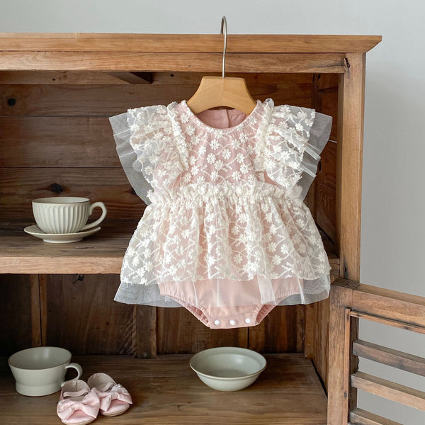 Mameluco de Malla para Bebé Niña - Diseño Luna Llena
