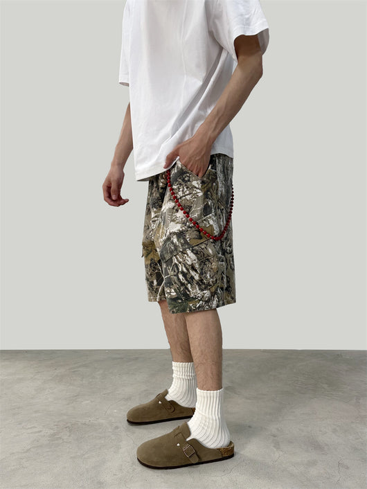 Pantalones Cargo Cortos Camuflaje Ramas Lavado - Multibolsillos - Image 14