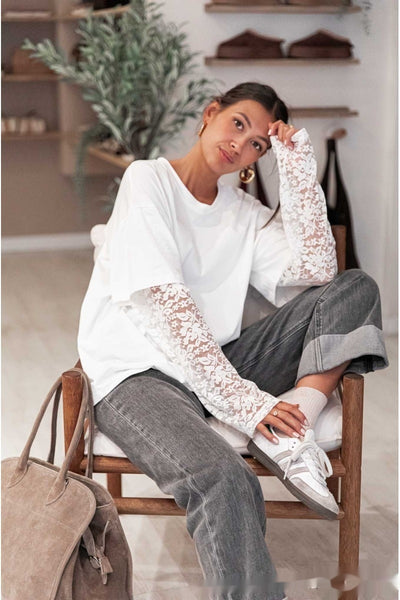 Blusa Casual Elegante con Encaje y Manga Larga para Trabajo y Diario - Image 12