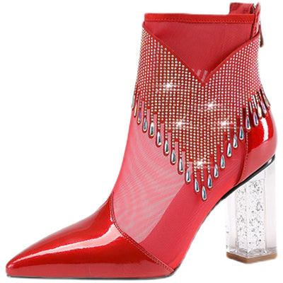 Sandalias Altas de Cuero con Malla Calada para Mujer - Image 7