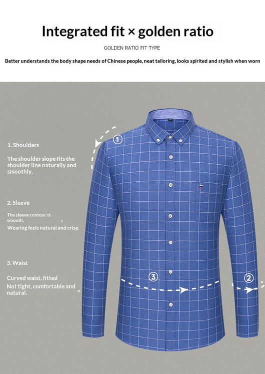 Camisa Cuadriculada Casual de Manga Larga para Hombre Talla Grande - Image 20