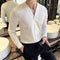 Camisa de Cuello V Manga Larga con Textura Waffle para Hombre
