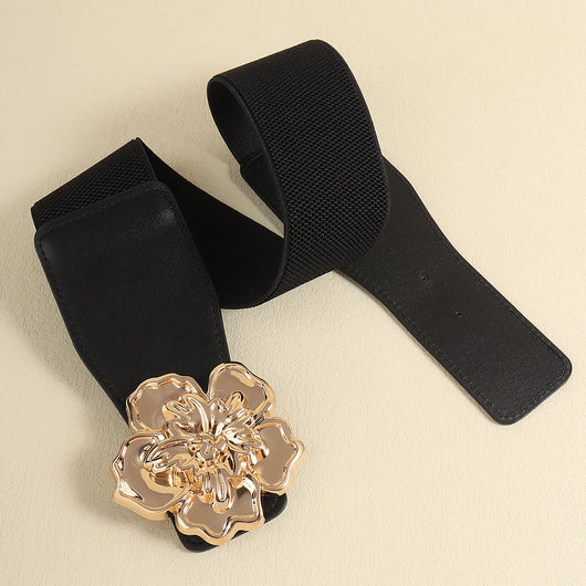 Cinturón Elástico para Mujer con Hebilla Floral Dorada - Accesorio Elegante para Vestidos - Image 10