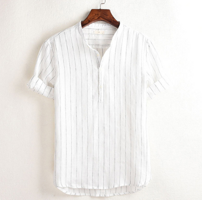 Camisa Polo Manga Corta a Rayas con Cuello Alto - Image 21