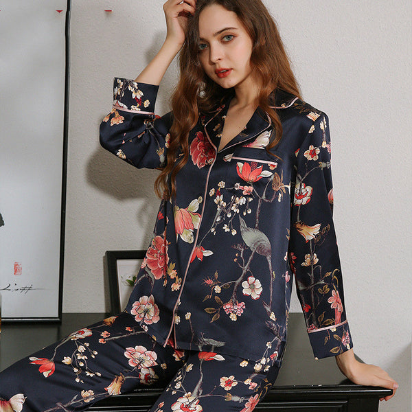 Pijama de Seda para Mujer - Manga Larga Primavera Verano Otoño