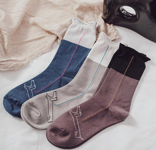 Calcetines Japoneses Ondulados con Diseño Anime para Mujer