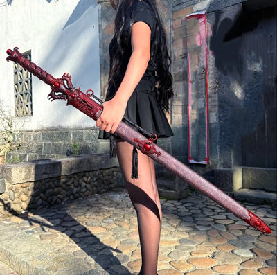 Espada Dragón Longquan - Hoja de Acero Aleado con Empuñadura Sólida y Vaina de Cuero - Image 2