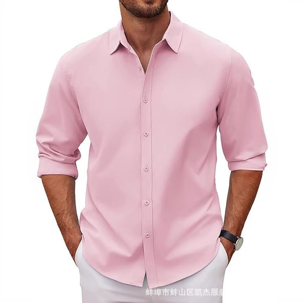 Camisa Clásica de Manga Larga para Hombre en Color Sólido