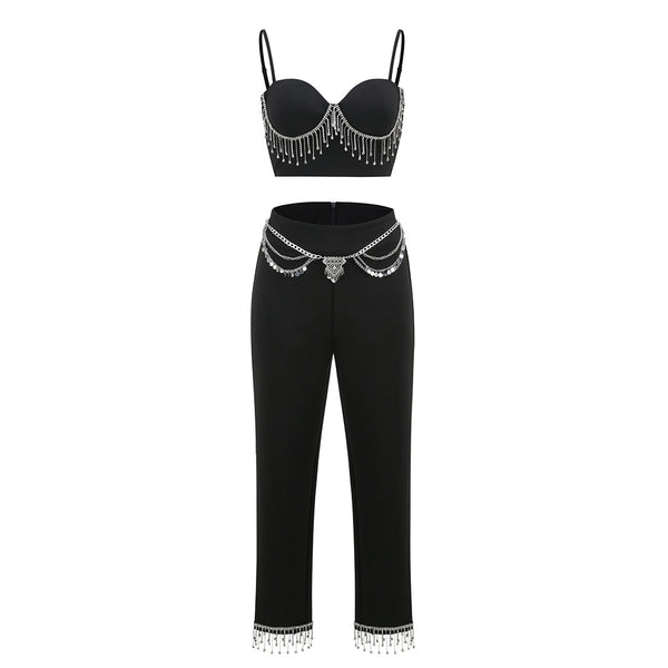 Conjunto Elegante: Chaleco Pedrería y Capris Ajustados - Image 6
