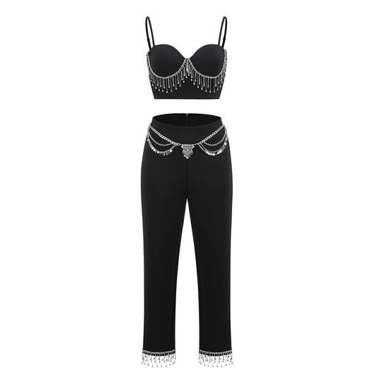Conjunto Elegante: Chaleco Pedrería y Capris Ajustados - Image 6