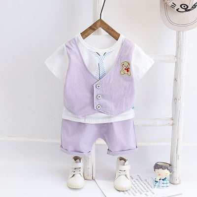 Conjunto Infantil Estilo Western Cuello Barco Manga Corta Verano - Image 4