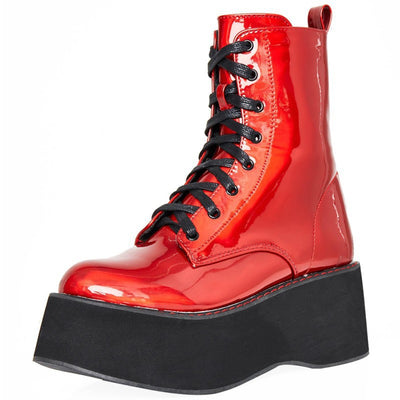 Botas Tobilleras de Charol con Plataforma y Cordones para Mujer - Image 14