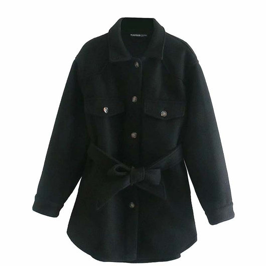 Chaqueta Tipo Camisa Cinturada para Mujer - Abrigo Ligero Otoño Invierno - Image 9