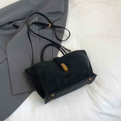 Bolsa Tote Minimalista de Alta Capacidad con Acabado Ante Retro - Image 8