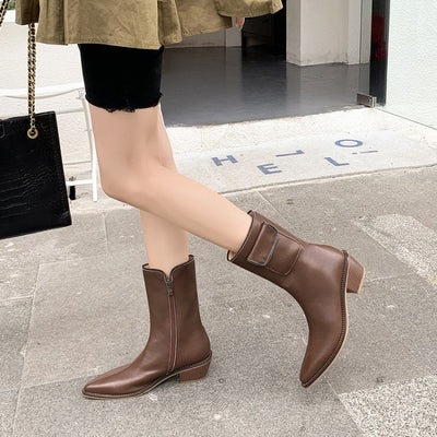 Botas Tobilleras Estilo Knight con Tacón Bajo y Cierre Lateral - Image 13