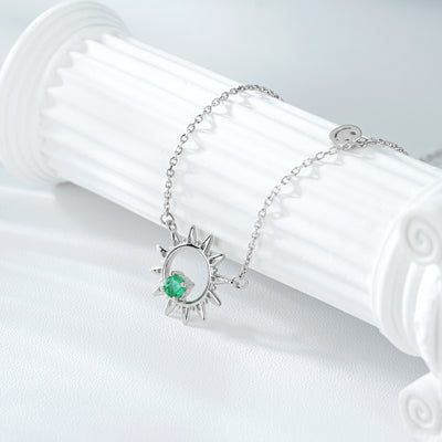 Collar Cadena Esmeralda Verde con Dije Redondo - Elegancia y Personalidad - Image 3