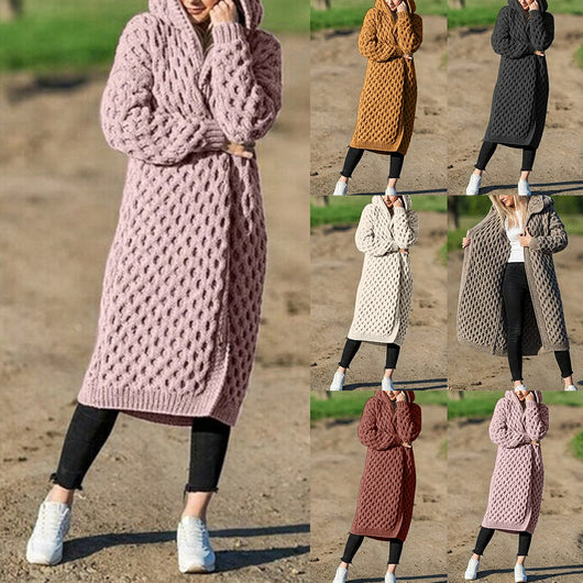 Cardigan Tejido Grueso con Capucha para Invierno Mujer - Image 7