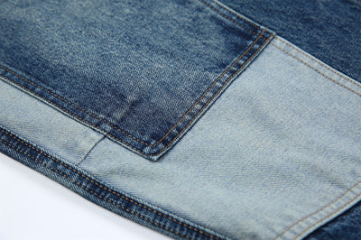 Jeans Vintage Deconstruido con Parches Pesados Lavado Retro - Image 49