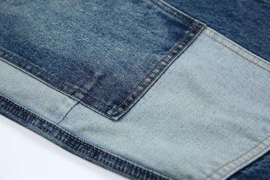 Jeans Vintage Deconstruido con Parches Pesados Lavado Retro - Image 49