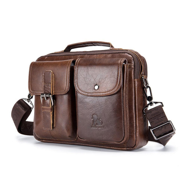 Bolsa Diagonal de Cuero Genuino para Hombre