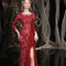 Vestido de Noche Sirena Rojo con Detalles de Pedrería