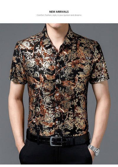 Camisa Estampada de Manga Corta para Hombre Adulto - Tela Fresca Elástica - Image 41