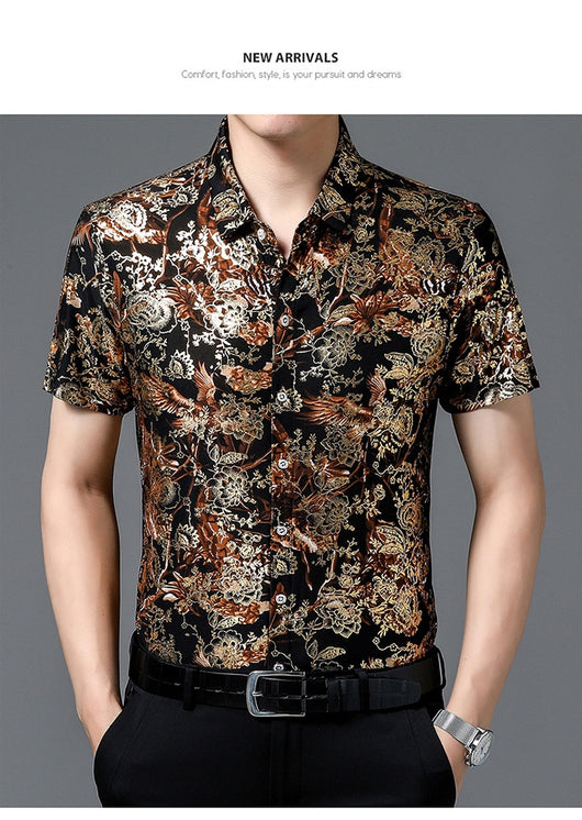 Camisa Estampada de Manga Corta para Hombre Adulto - Tela Fresca Elástica - Image 41