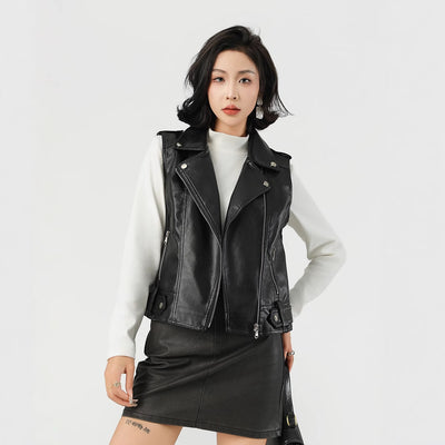 Chaleco de Cuero Premium con Solapa de Traje