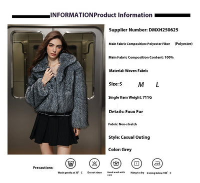 Chaqueta Cálida de Cuello Solapa con Pelaje para Mujer - Image 7