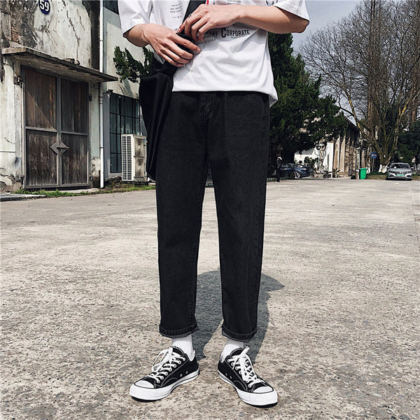 Pantalones Denim Sueltos Rectos y Versátiles
