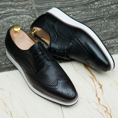 Zapatos Derby Tejidos Punta Fina - Calzado Casual de Cuero para Hombre - Image 20