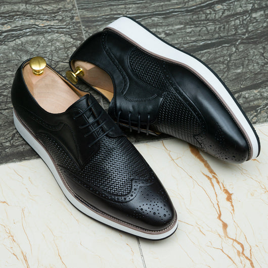 Zapatos Derby Tejidos Punta Fina - Calzado Casual de Cuero para Hombre - Image 20