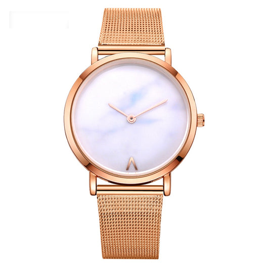Reloj de Moda para Mujer con Malla Plateada y Dorada, Diseño Mármol Creativo - Image 9